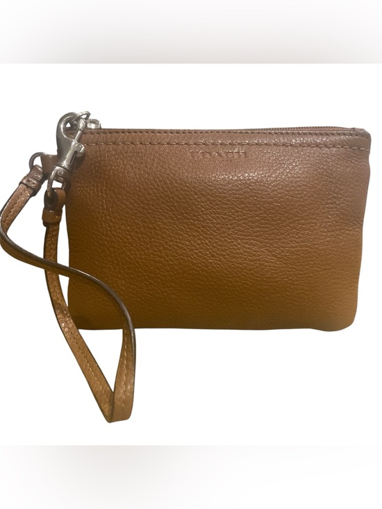 Coach Handbags - Coach Pebbled Leather Wristlet in Caramel Brown